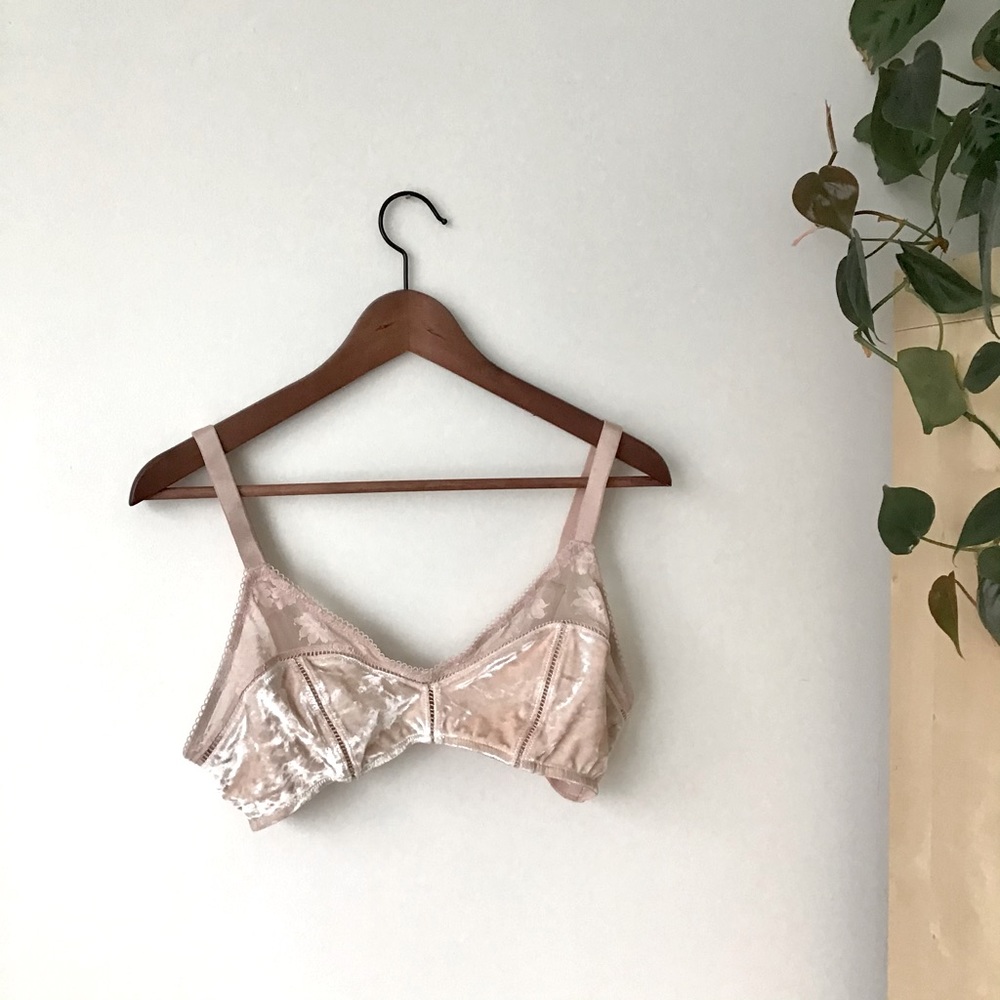 Vintage-Inspired Lace and Crushed Velvet Bralette